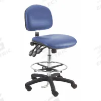 Ergonomic Chair: Vinyl, Armless, Ht Range 21 in to 31 in, 19 in Seat Wd, 17 in Seat Dp, 5 Casters (MPN LNT-DCRB-TLC-WW-BLUE). Key specifications — Foot Support: Yes; Back Tilt Backward: 80°; Back Tilt Forward: 105°; Base Material: Nylon; Brand: BENCHPRO; Product Type: Cleanroom Ergonomic Chair; Cleanroom Class: ISO 5; ESD-Safe: Not ESD Safe.