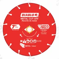 DIABLO Diamond Saw Blade: Metal, 7 in Blade Dia., 5/8 in_7/8 in Arbor Size, Wet/Dry, Better (MPN DDD070DIA101F). Key specifications — attr1097734: Wet/Dry; attr1097738: Angle Grinder; attr1097751: DIABLO.