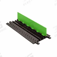 CHECKERS HI-VIZ CABLE PROTECTOR: 3 Channels, Hinged, 3/4 in Max Cable Dia, 13 3/4 in Wd, 1 1/4 in Ht (MPN GD3X75-ST-FLG/B). Key specifications — Brand: CHECKERS; Color: Fluorescent Green (Lid)/Black (Base); Component: Cover; Material: Polyurethane.