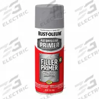 RUST-OLEUM Auto Body Filler Primer: Exterior/Interior, Auto Body Filler Primer, Solvent, Rough, Flat (MPN 249279). Key specifications — Color: Gray; Coverage Area: 10 to 12 sq ft; Compatible Surface Material: Wood; Finish Texture: Smooth; Sheen: Flat; Surface Texture: Rough; Brand: RUST-OLEUM.