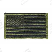 HEROS PRIDE Embroidered Patch: U.S. Flag, 3 3/8 in x 2 in, Black/Green, Plastic, Sew-On, Flag (MPN 0040). Key specifications — attr1074238: Sew-On; attr188498: 3-3/8 in x 2 in; attr188499: Green; attr188500: Plastic; attr188503: U.S. Flag; attr193746: HEROS PRIDE.