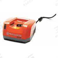 HUSQVARNA Battery Charger: For 40V DC Battery Volt, Rapid, 5 Ah Battery Capacity Charged in 1-Hour (MPN 40-C500X). Key specifications — Charger Input Voltage: 120V AC; Charging Port Voltage: (2) 18V; For Battery Voltage: 40V DC.