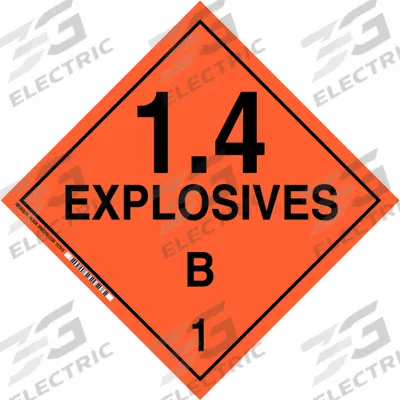 BRADY Container Placard: 1.4 Explosives B 1, 10 3/4 in x 10 3/4 in, 10 3/4 in Label Ht - Class 1: Explosives