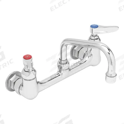 T&S BRASS Low Arc Kitchen/Bathroom Faucet: Brass, Centerset, Wall, 2 Mounting Holes - Widespread Kitchen Faucets