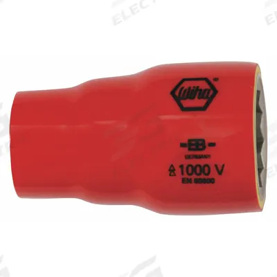 WIHA Insulated Socket: 1/2 in Drive Size, 1/2 in Socket Size, 1 5/8 in Overall Lg - 1/2" Drive SAE Insulated Hand Sockets