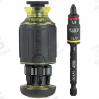 KLEIN TOOLS: Nut Driver/Phillips/Slotted/Square Tip, #1/1/4 in/#2/#3/3/16 in/5/16 in Tip Size (MPN 32308F). Key specifications — attr1205339: 1/4-Inch and 5/16-Inch hex flip socket; attr1205303: KLEIN TOOLS; attr1290982: Impact-Rated.