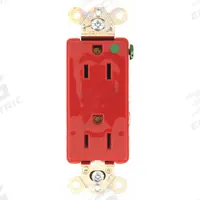 BRYANT Receptacle: Hospital Grade, Decorator Duplex, 5-15R, Red, 125V AC, 15 A, 2 Pole / 3 Wire (MPN 9200RED)