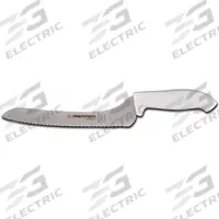 DEXTER RUSSELL Sandwhich Knife: Scalloped, 16 3/8 in Overall Lg, Steel Blade, Rubber Handle, White (MPN 24423). Key specifications — Sub-brand: SofGrip; Brand: DEXTER RUSSELL; Blade Material: Steel; Blade Type: Scalloped; Edge Style: Honed Edge; Handle Color: White; Handle Material: Rubber; Knife Type: Offset Knife.