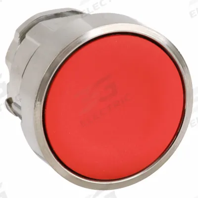 SCHNEIDER Flush Push Button: Red, 22 mm Mounting Size, Metallic - Flush-Mount & Recessed Push-Button Operators