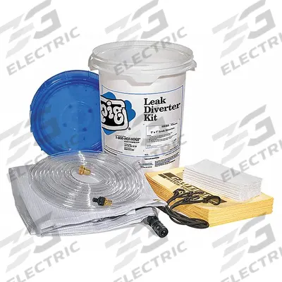 PIG Leak Diverter Tarp Kit: 7 ft Lg, 7 ft Wd, Straps Leak Diverter Mounting - Under the Ceiling Leak Diverters