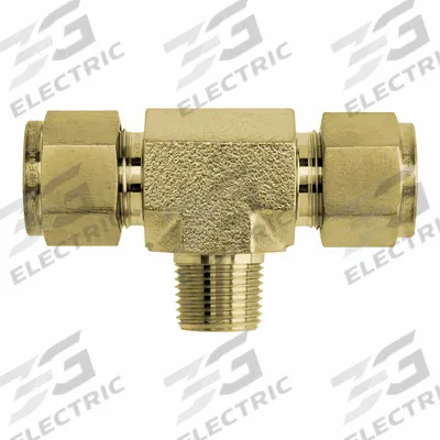 BRENNAN INDUSTRIES Compression Tee Fitting: 1/2 in OD x 1/2 in OD x 1/2 in Pipe Size - Clean & Bagged Double-Ferrule Brass Compression Fittings
