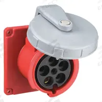 HUBBELL Pin and Sleeve Receptacle: Red, 277/480V AC, Three Phase, 100 A, 4 Pole, 5 Wire (MPN HBL5100R7W). Key specifications — Brand: HUBBELL.
