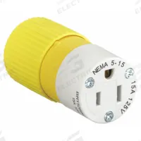 BRYANT Straight Blade Connector: 5-15R, 125V AC, 15 A, 2 Pole, 3 Wire, Yellow (MPN BRY5269NCSY)