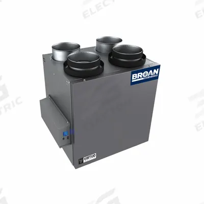 BROAN Heat Recovery Ventilator: Top Port, 140 cfm @ 0.400 in SP, 80% Max. Efficiency - Residential Energy-Recovery Ventilators