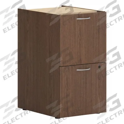 HON Desk Pedestal: Walnut, 2 Drawers, 15 in Overall Wd, 28 in Overall Ht - Desk Pedestals