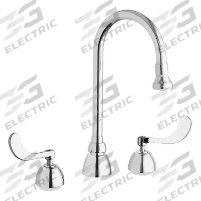 CHICAGO FAUCETS Gooseneck Kitchen/Bathroom Faucet: 786, Cast Brass, Widespread, Deck - Widespread Kitchen Faucets