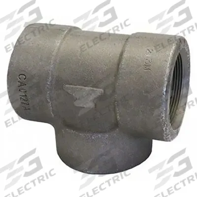 ANVIL Metal Pipe Tee: 4 in x 4 in x 4 in, Steel, Class 3000 - Threaded High-Pressure Pipe Fittings