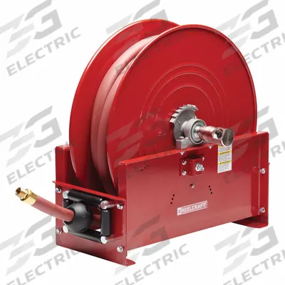 REELCRAFT Hose Reel: 75 ft (3/4 in I.D.), 3/4 in MNPT x 3/4 MNPT, 250 psi Max Op Pressure - Base Frame Air or Water Spring-Return Hose Reels
