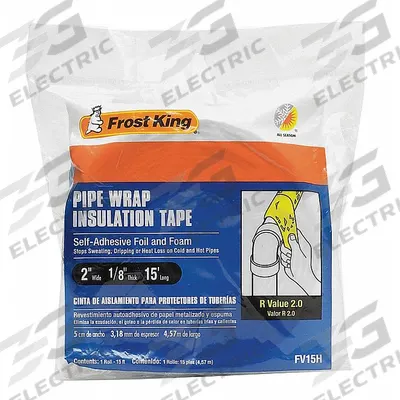 FROST KING Pipe Insulation Wrap: FSK, 15 ft Overall Lg, 2 in Overall Wd, 130 mil Thick - Insulation Tape