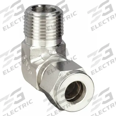 PARKER Compression Fitting Elbow: 1/2 in OD x 1/2 in Pipe Fitting Size - Double-Ferrule Stainless Steel Fittings