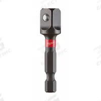MILWAUKEE Hex Drive Socket Adapter: 1/4 in Input Drive Size, Black Oxide, 3/8 in Output Drive Size (MPN 48-32-5031). Key specifications — attr1204900: Square; attr1204904: Locking Not Included; attr1204910: MILWAUKEE; attr1204913: Black Oxide.