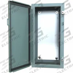 HAMMOND Electrical Enclosure: Steel, 24 in x 12 in x 8 in, NEMA 12/13, w/Panel, Solid Cover, Hinged (MPN 1418AR8). Key specifications — Brand: HAMMOND; Closure Method: Clamps; Knockouts: Not Included.
