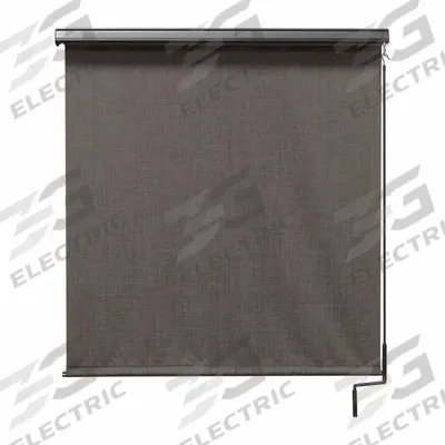 KEYSTONE FABRICS Sun Shade: Black/Gray/White, 6 ft Valence Wd, Pole and Crank - Regal Series