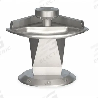 BRADLEY Wash Fountain: Silver, Stainless Steel, Semi-Circular, 54 in Overall Wd - Foot-Operated Push Button Wash Fountains