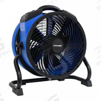 Axial Blower: 2,100 cfm, 1/4 hp, Pivoting Frame, 115V AC, 4 Speeds, Blue, 360°, Polypropylene (MPN FC-300A). Key specifications — Product Type: Axial Blower; GFCI Protected: Yes; Number of Speeds: 4; Housing Material: Polypropylene; Brand: XPOWER; Nominal Voltage: 115V AC.