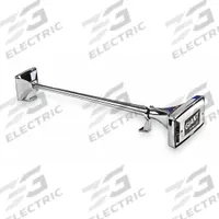 WOLO Air Horn: 12V DC, High Tone, Air, Silver, Chrome Plated, 130 dB Sound Level - Max, Trumpet Horn (MPN 825). Key specifications — Type: High Tone; Brand: WOLO; Compatible Vehicle Type: Trucks; Finish: Chrome Plated; Includes: Rubber Gaskets; Color: Silver.