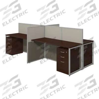 BUSH BUSINESS FURNITURE Modular Cubicle Workstation: 45 in Overall Ht, 119 in Overall Wd - Office Cubicles with Privacy Panels