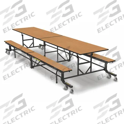 PALMER HAMILTON Cafeteria Bench Table: Golden Oak, Bench Seat, 29 in Overall Ht - Bi-Fold Cafeteria Tables