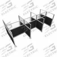VERSARE Cubicle Kit: 72 in Overall Ht, 48 in_72 in Overall Wd, 9 Panels, Black, Fabric/Polycarbonate (MPN HPEK-6P4-S-BLK-FR). Key specifications — Panel Color: Black; Brand: VERSARE; Panel Material: Fabric; Window Style: Frosted.