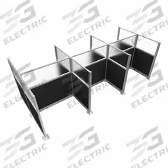 VERSARE Cubicle Kit: 72 in Overall Ht, 48 in_72 in Overall Wd, 9 Panels, Black, Fabric/Polycarbonate (MPN HPEK-6P4-S-BLK-FR). Key specifications — Panel Color: Black; Brand: VERSARE; Panel Material: Fabric; Window Style: Frosted.