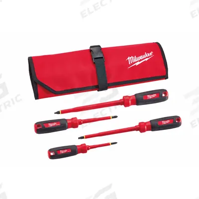 MILWAUKEE Tether Ready Insulated Screwdriver Set: 1-10 Pieces, 4 Pieces - Insulated Screwdriver Sets