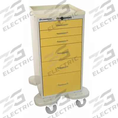 LAKESIDE Compact General Medical Supply Cart with Drawers: Steel - Compact General Medical Supply Carts with Drawers