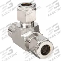 PARKER Compression Tee Fitting: 3/8 in OD x 3/8 in Pipe x 3/8 in OD Fitting Size, Stainless Steel (MPN 6MRT6N-316). Key specifications — Compatible Fitting Brands: Parker A-LOK; Brand: PARKER.