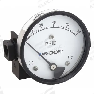 ASHCROFT Differential Pressure Gauge: In-Line, 1/4 in NPT Female, 1130, 3 1/2 in Dial - Medium & High Operating Pressure Differential Gauges