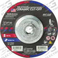 SAIT Abrasive Grinding Wheel: Type 27, 5" x 0.045" x 5/8"-11, Ceramic, 60 Grit, The Ultimate Ceramic (MPN 22571). Key specifications — Series: The Ultimate Ceramic; Brand: UNITED ABRASIVES-SAIT.