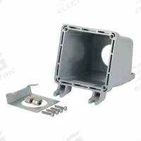 LEVITON Back Box: For IEC 60309 Pin & Sleeve Devices, 60 A, 1.5 in, Dead End Hub, 15° (MPN BX60LEV). Key specifications — Brand: LEVITON; Material: PBT.