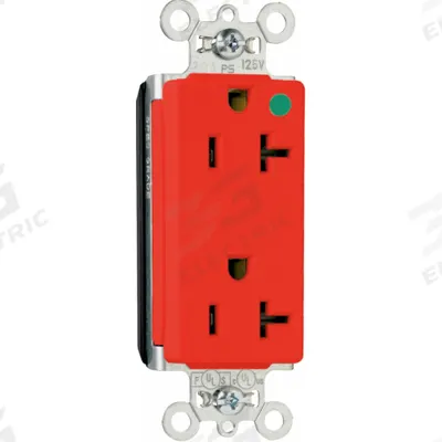 PASS & SEYMOUR Receptacle: Hospital Grade, Decorator Duplex, 5-20R, Red - General Purpose Receptacles