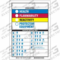 BRADY GHS Label: 10 in Ht, 7 in Wd, Vinyl, Non-Adhesive, 7 in x 10 in (MPN 70801). Key specifications — Material: Vinyl.