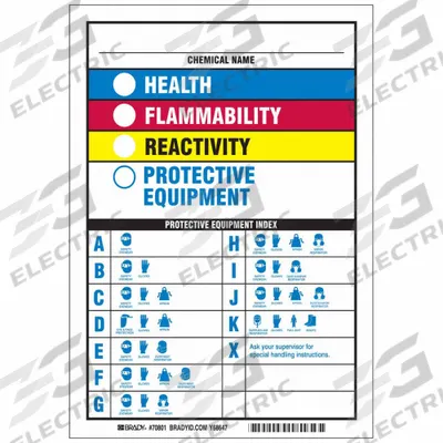 BRADY GHS Label: 10 in Ht, 7 in Wd, Vinyl, Non-Adhesive - Safety