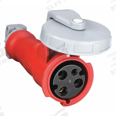 HUBBELL Pin and Sleeve Connector: Red, 480V AC, Single Phase, 100 A, 2 Pole, 3 Wire - Washdown-Rated Connectors