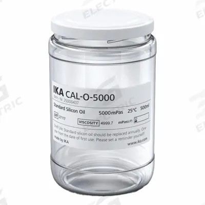 IKA Silicon Oil: 5,000 cps Viscosity, 500 mL Volume, Clear Glass, Jar, Liquid - Viscometer Calibration Standards