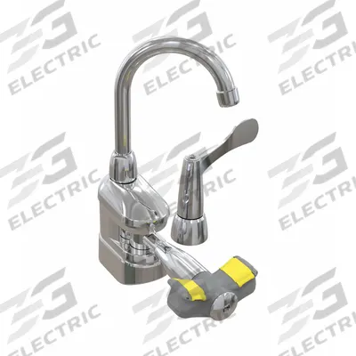 BRADLEY Plumbed Eyewash: Std, Counter Mnt, Single Lever Faucet, Eyes Coverage, No Bowl - Counter-Mount Faucets with Integrated Eyewash