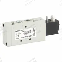 AVENTICS Solenoid Air Control Valve: Series L2, Single Solenoid, Four-Way / Two-Position, 24V DC (MPN L23BA452B018D61). Key specifications — attr1077526: L23BA452B018D61; attr1077589: Locking; attr1077598: Solenoid Air Control Valve; attr1077600: Spring Return.