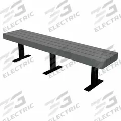 ULTRASITE Outdoor Bench: Trailside, 96 in Overall Lg, 17 1/4 in Overall Ht, Gray, Black, Surface (MPN PB 8GRATRA). Key specifications — Manufacturer Part Number: PB 8GRATRA; Brand: ULTRASITE; Frame Color: Black; Product Type: Outdoor Bench; Seat Color: Gray; Series: Trailside.
