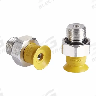 SCHMALZ Vacuum Pad Assembly: G1/8 in, 16.8 mm Pad Dia, NBR-ESD, 55 A, Yellow - Flat Type Electronics Industry ESD Vacuum Pad Assemblies
