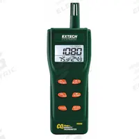 EXTECH Indoor Air Quality Meter: Calculates Averages/Custom Alerts, Gas Analyzers for Carbon Dioxide (MPN CO250). Key specifications — Manufacturer Part Number: CO250; Brand: EXTECH; Calibration Certificate Type: Not Certified; Digital Display Screen Type: LCD with Backlight; Features: Calculates Statistical Weighted Averages of STEL (15 Minute Short Term Exposure Limit); Includes: Cable; PPM Accuracy: ±5% of Reading + 50ppm; Power Source: Battery.